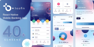 Teofin mobile banking app react native template codermarket.png