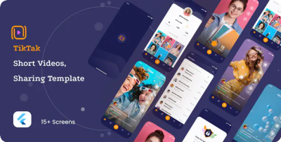 Tiktak short videos sharing flutter template codermarket.png