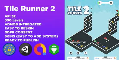 Tile runner 2 300 levels unity game template admob ads gdpr consent .png