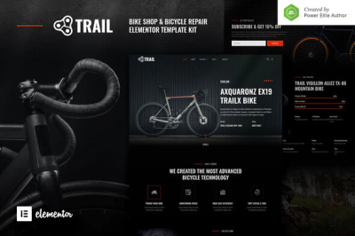 Trail bike shop bicycle repair elementor template kit codermarket.png