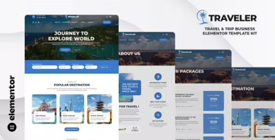Traveler travel trip business elementor template kit codermarket.png