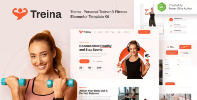 Treina personal trainer fitness elementor template kit codermarket.png