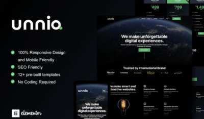 Unniq dark digital creative agency elementor template kit codermarket.png