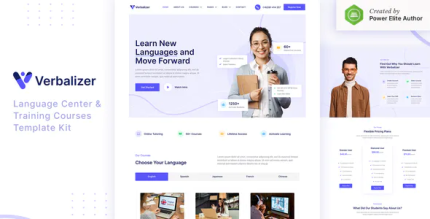 Verbalizer language courses learning center elementor template kit .png