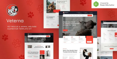 Veterna pet rescue animal welfare elementor template kit codermarket.png