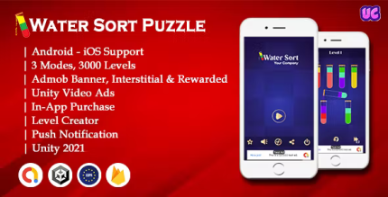 Water sort puzzle admob unity ads push noti codermarket.png