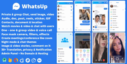 Whatsup whatsapp clone chat groups video audio call zoom watch party.png
