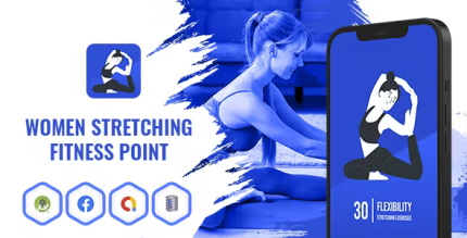 Women stretching fitness point android app with facebook and google ads .png