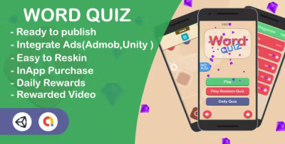 Word quiz learn words unity complete game admob unity ads codermarket.png