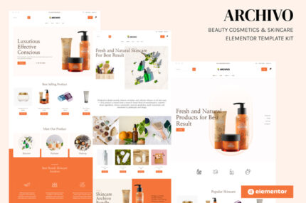 Archivo beauty cosmetics skincare elementor template kit gplpixel 1.jpg
