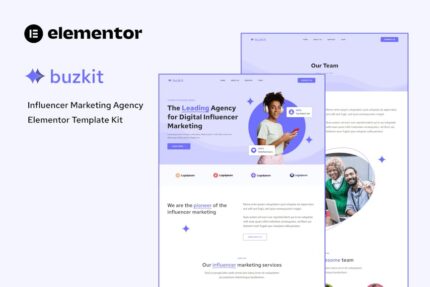 Buzkit influencer marketing agency elementor template kit gplpixel.jpg