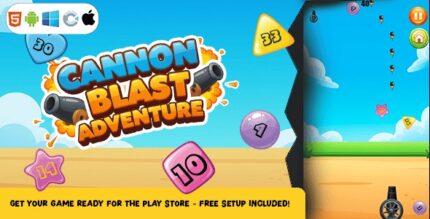 Cannon blast adventure construct 3 game html5 admob c3p codermarket.jpg