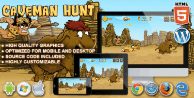 Caveman hunt html5 launch game codermarket.png