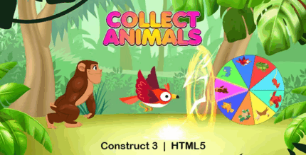 Collect animals game construct 3 c3p html5 endless game codermarket.png