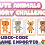 Cute animals memory challenge construct 3 html5 game codermarket.png