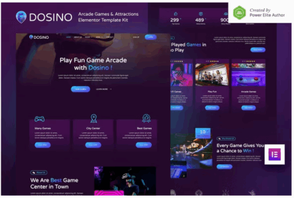 Dosino arcade games attractions elementor template kit gplpixel.png