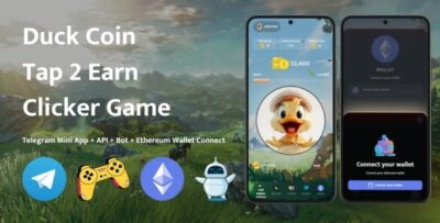 Duck coin tap 2 earn clicker game with telegram mini app api bot .jpg