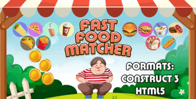 Fast food matcher game construct 3 c3p html5 match 3 game codermarket.png