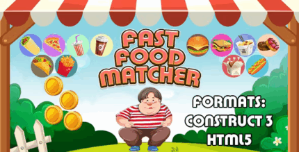 Fast food matcher game construct 3 c3p html5 match 3 game codermarket.png