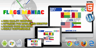 Flags maniac html5 quiz game codermarket.png
