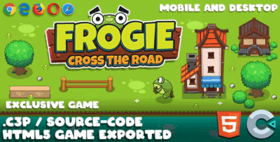Frogie cross the road html5 game with construct 3 file codermarket.png
