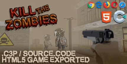 Kill the zombies 3d game fps html5 game with construct 3 file .png