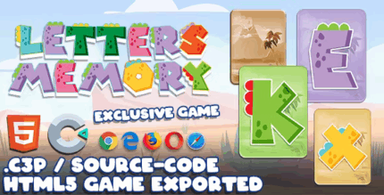 Letters memory html5 game with construct 3 file codermarket.png