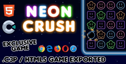 Neon crush construct 3 html5 game with c3p codermarket.png