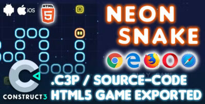 Neon snake html5 game construct 3 all source code codermarket.jpg