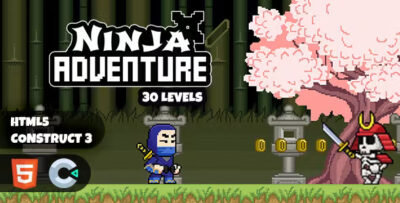 Pixel ninja adventure 30 levels construct 3 html5 game codermarket.jpg