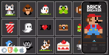 Premium game pixel brick breaker html5 construct3 codermarket.png