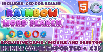 Rainbow word search html5 game construct 3 source code codermarket.png