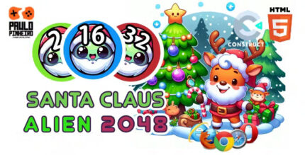 Santa claus alien 2048 html5 game with construct 3 source code c3p .jpg