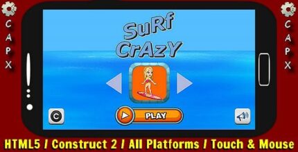 Surf crazy html5 game construct 2 capx codermarket.jpeg