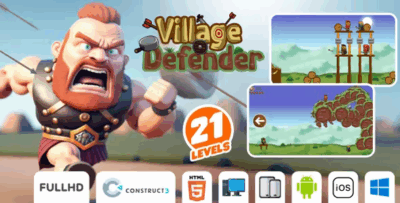 Village defender html5 game construct3 codermarket.png