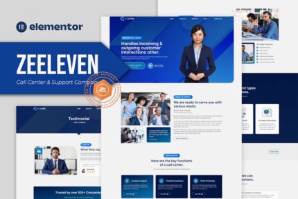 Zeeleven call center support company elementor template kit gplpixel.jpg