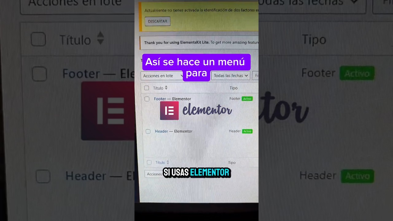 Haz menú dinámicos en Elementor para WordPress.
