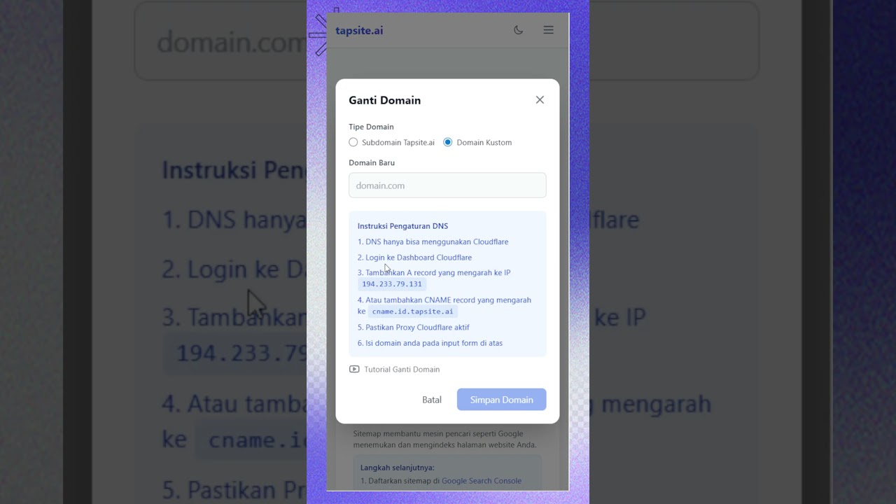Pakai Domain Kamu Sendiri di Tapsite.AI, Gampang Banget! #tapsite #wordpress #elementor