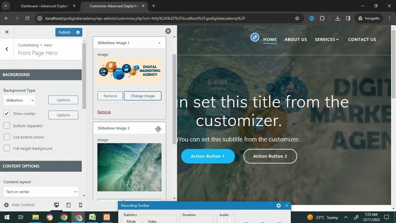 Word Press Day-3 How to add the Slideshow images and Top Bar and Editing the Home Page #godigital