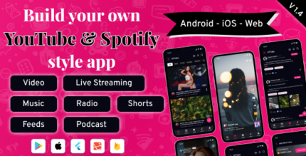 Dttube flutter youtube clone video reels music podcast live streaming 1.png