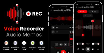 Mj voice recorder audio memos with admob facebook ads android.png