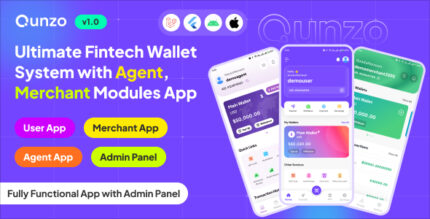 Qunzo fintech wallet app with user agent and merchant modules including 1.jpg