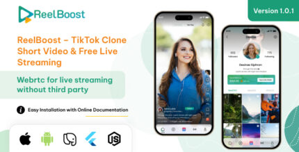 Reelboost tiktok clone app short video live streaming app with admin.jpg